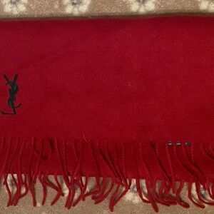 Yves Saint Laurent red wine color wool scarf